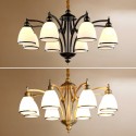 Fine Brass 8 Light Chandelier with Glass Shades