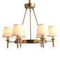 Fine Brass 6 Light Chandelier with Fabric Shades