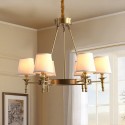 Fine Brass 6 Light Chandelier with Fabric Shades