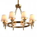 Fine Brass 8 Light Chandelier with Fabric Shades