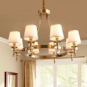 Fine Brass 8 Light Chandelier with Fabric Shades