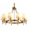 Fine Brass 10 Light Chandelier with Fabric Shades