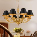 Fine Brass 8 Light Chandelier with Fabric Shades