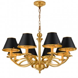 Fine Brass 8 Light Chandelier with Fabric Shades