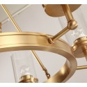 Fine Brass 8 Light Chandelier with Glass Shades