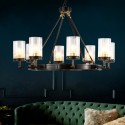 Fine Brass 8 Light Chandelier with Glass Shades