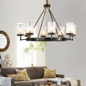 Fine Brass 8 Light Chandelier with Glass Shades