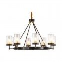 Fine Brass 8 Light Chandelier with Glass Shades