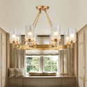 Fine Brass 8 Light Chandelier with Glass Shades