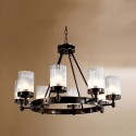 Black Fine Brass 8 Light Chandelier with Glass Shades