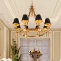 Fine Brass 8 Light Chandelier with Brass Shades