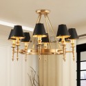 Fine Brass 8 Light Chandelier with Brass Shades