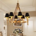 Fine Brass 8 Light Chandelier with Brass Shades