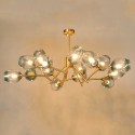 Fine Brass 15 Light Chandelier with Blue Glass Shades