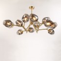 Fine Brass 12 Light Chandelier with Blue Glass Shades