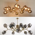 Fine Brass 15 Light Chandelier with Blue Glass Shades