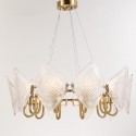 Fine Brass 10 Light Chandelier with Glass Shades