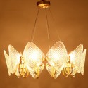 Fine Brass 10 Light Chandelier with Glass Shades