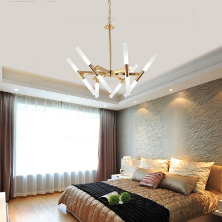 Modern/ Contemporary Two Tiers 12 Light Golden Chandelier