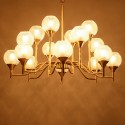 Fine Brass 16 Light Chandelier with Ball Glass Shades