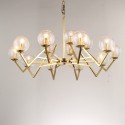 Fine Brass 15 Light Chandelier with Glass Shades