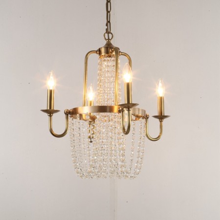 Fine Brass 4 Light Crystal Chandelier