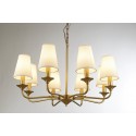 Fine Brass 8 Light Chandelier with Fabric Shades