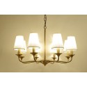 Fine Brass 8 Light Chandelier with Fabric Shades