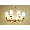 Fine Brass 8 Light Chandelier with Fabric Shades