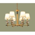 Fine Brass 6 Light Chandelier with Fabric Shades