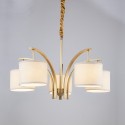 Fine Brass 5 Light Chandelier with Fabric Shades