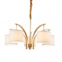 Fine Brass 5 Light Chandelier with Fabric Shades