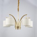 Fine Brass 5 Light Chandelier with Fabric Shades