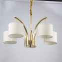 Fine Brass 5 Light Chandelier with Fabric Shades