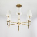 Fine Brass 6 Light Chandelier with Fabric Shades