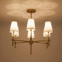 Fine Brass 6 Light Chandelier with Fabric Shades