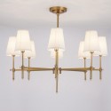 Fine Brass 8 Light Chandelier with Fabric Shades