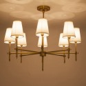 Fine Brass 8 Light Chandelier with Fabric Shades