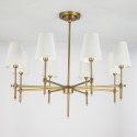 Fine Brass 8 Light Chandelier with Fabric Shades