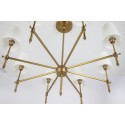 Fine Brass 8 Light Chandelier with Fabric Shades