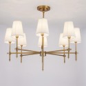 Fine Brass 8 Light Chandelier with Fabric Shades