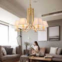 Fine Brass 6 Light Crystal Chandelier with Fabric Shades