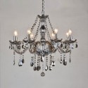 8 Light Retro Gray Candle Style Crystal Chandelier