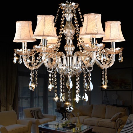 6 Light Cognac Colour Candle Style Crystal Chandelier