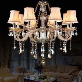 8 Light Cognac Colour Candle Style Crystal Chandelier