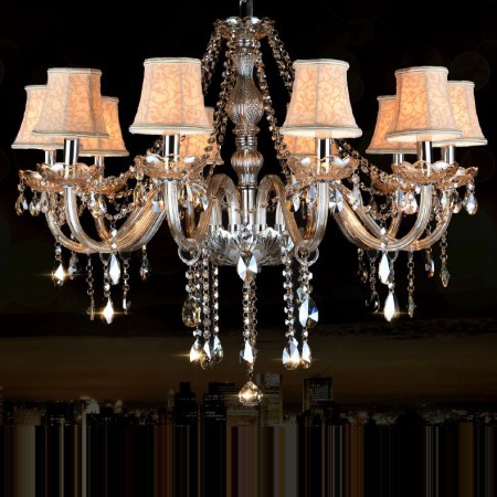 10 Light Cognac Colour Candle Style Crystal Chandelier