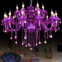 18 Light (12+6) 2 Tiers Purple Candle Style Crystal Chandelier