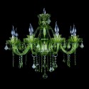 8 Light Dark Green Candle Style Crystal Chandelier