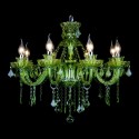 8 Light Dark Green Candle Style Crystal Chandelier