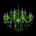 18 Light (12+6) 2 Tiers Dark Green Candle Style Crystal Chandelier